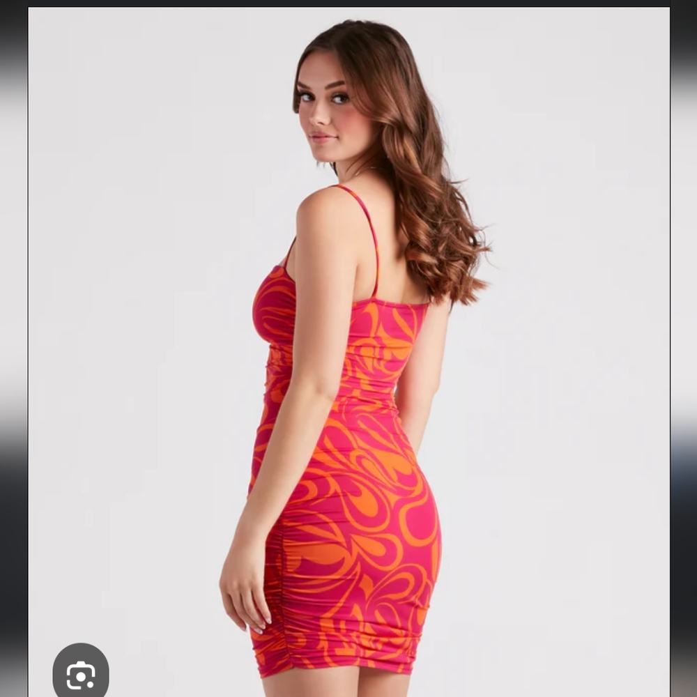 Windsor Ruched Dress Sz Small Vibrant Colorful Excel Used Cond Poly/Spandex - Picture 2 of 6